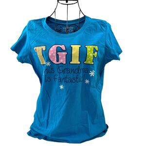 Mother's Day Tee Shirt Top TGIF This Grandma is Fantastic Scoop Neck Short Sleev